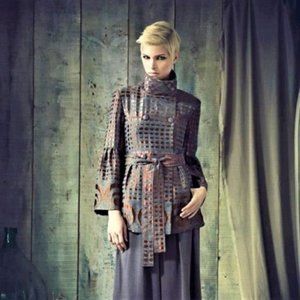 Grey Metallic Blouse Top Blazer Jacket  Size M - NEW with Tags